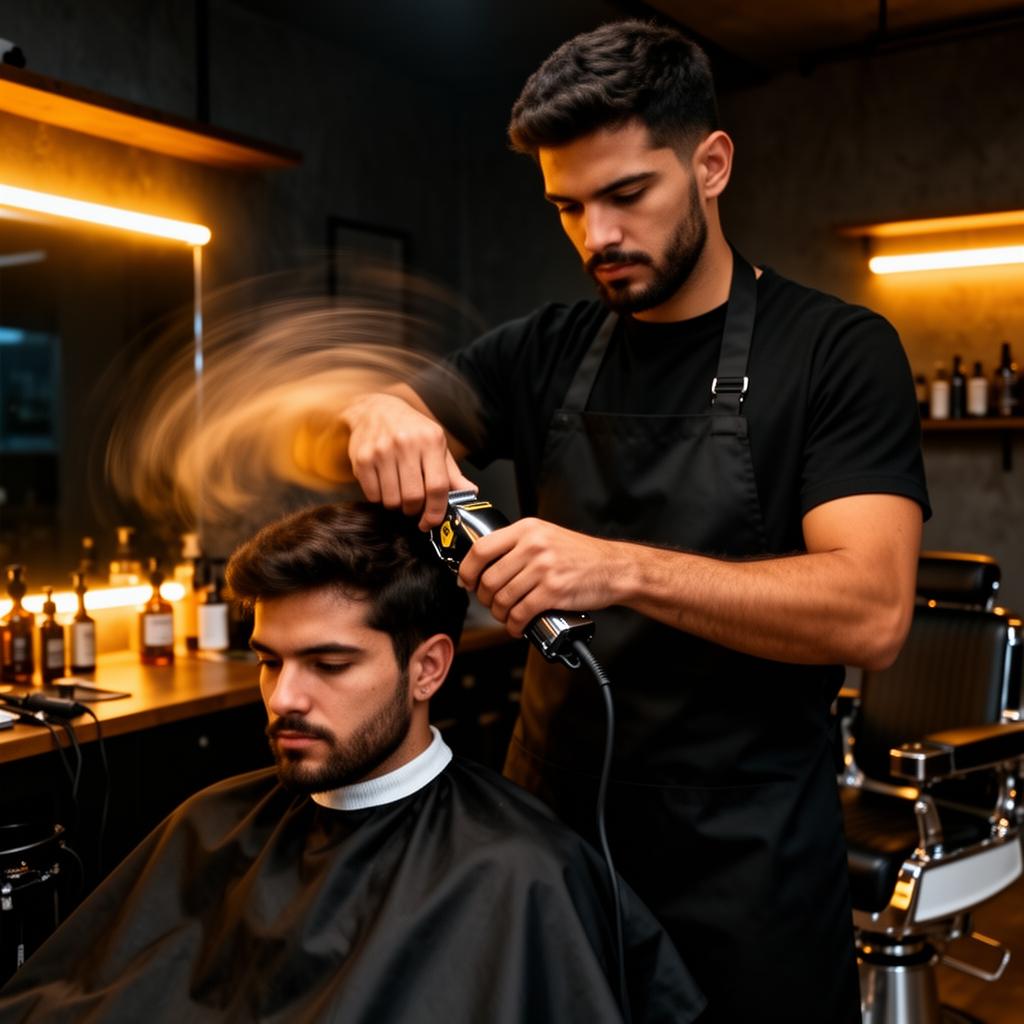 Brazilian barber at work